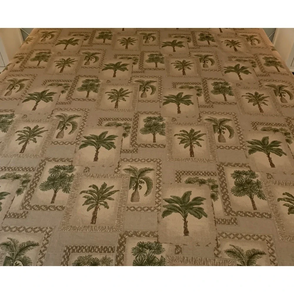 VTG JC Penny Home Palm Grove Karin Maki Kimlore Cotton Shower Curtain Tan Green